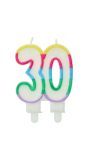 Cijfer 30 Taartkaars Kleurrijk 7,5x6cm