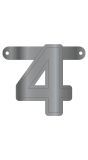 Cijfer 4 Banner Metallic Zilver
