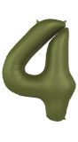 Cijfer 4 Folieballon Olijfgroen 86 cm