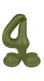 Cijfer 4 Folieballon Staand Olijfgroen 72 cm