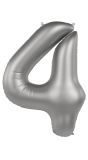Cijfer 4 Folieballon Zilver 86 cm