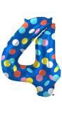 Cijfer 4 Gekleurde Stip Folieballon