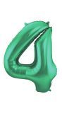 Cijfer 4 Metallic Groen Folieballon 86cm