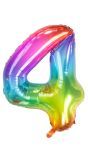 Cijfer 4 Metallic Regenboog 81cm