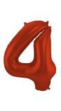 Cijfer 4 Metallic Rood Folieballon 86cm