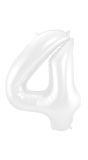 Cijfer 4 Metallic Wit Folieballon 86cm