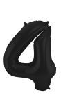Cijfer 4 Metallic Zwart Folieballon 86cm