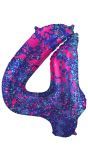 Cijfer 4 Paarse Paint Splash Folieballon