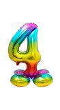 Cijfer 4 Regenboog met Standaard 72cm