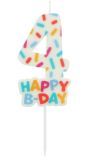 Cijfer 4 Taartkaars Gekleurde Sprinkles 7 cm