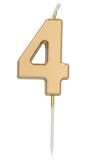 Cijfer 4 Taartkaars Goudkleurig 5 cm
