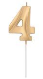 Cijfer 4 Taartkaars Metallic Goud 7 cm