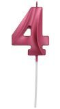 Cijfer 4 Taartkaars Metallic Roze 7 cm