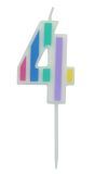Cijfer 4 Taartkaars Pastel Kleuren 5 cm