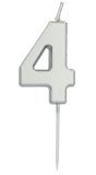 Cijfer 4 Taartkaars Zilverkleurig 5 cm
