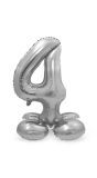 Cijfer 4 Zilver met Standaard 72cm