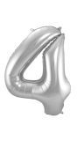 Cijfer 4 Zilveren Folieballon 86cm