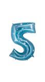 Cijfer 5 Aqua Folieballon