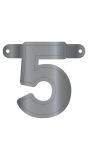 Cijfer 5 Banner Metallic Zilver