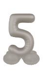 Cijfer 5 Folieballon Staand Zilver 41 cm
