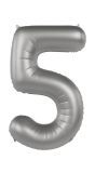 Cijfer 5 Folieballon Zilver 86 cm