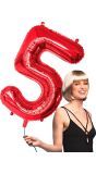 Cijfer '5' Grote Rode Folieballon 86 cm