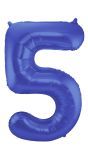 Cijfer 5 Metallic Blauw Folieballon 86cm