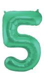 Cijfer 5 Metallic Groen Folieballon 86cm