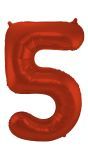 Cijfer 5 Metallic Rood Folieballon 86cm