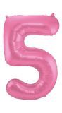 Cijfer 5 Metallic Roze Folieballon 86cm