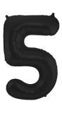 Cijfer 5 Metallic Zwart Folieballon 86cm
