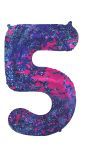 Cijfer 5 Paarse Paint Splash Folieballon