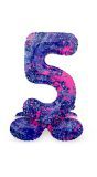 Cijfer 5 Paarse Paint Splash Staande Folieballon