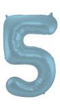 Cijfer 5 Pastel Blauw Folieballon 86cm