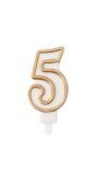 Cijfer 5 Taartkaars Chic Goud 9 cm
