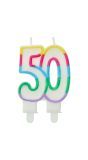 Cijfer 50 Taartkaars Kleurrijk 7,5x6cm