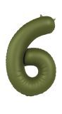 Cijfer 6 Folieballon Olijfgroen 86 cm