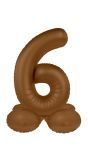 Cijfer 6 Folieballon Staand Bruin 72 cm