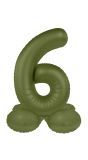 Cijfer 6 Folieballon Staand Olijfgroen 72 cm