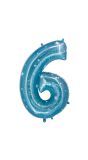 Cijfer 6 Galatic Aqua Folieballon 101cm