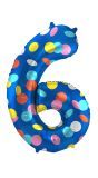 Cijfer 6 Gekleurde Stip Folieballon
