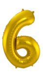 Cijfer 6 Gouden Folieballon 86cm