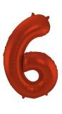 Cijfer 6 Metallic Rood Folieballon 86cm
