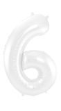 Cijfer 6 Metallic Wit Folieballon 86cm