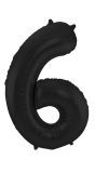 Cijfer 6 Metallic Zwart Folieballon 86cm