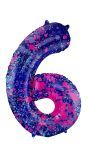 Cijfer 6 Paarse Paint Splash Folieballon
