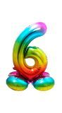 Cijfer 6 Regenboog met Standaard 72cm