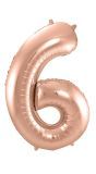 Cijfer 6 Rose Gouden Folieballon 86cm
