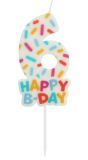 Cijfer 6 Taartkaars Gekleurde Sprinkles 7 cm