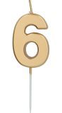 Cijfer 6 Taartkaars Goudkleurig 5 cm